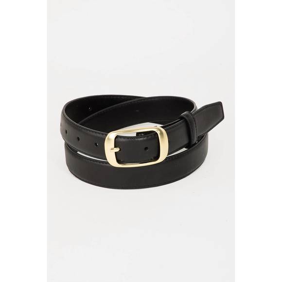 NEW FAME ACCESSORIES women's rectangle buckle leather belt in black - Picture 1 of 1
